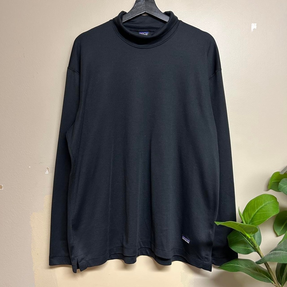 Vintage 90s Patagonia Capilene Black Long Sleeve Turtleneck Shirt Mens XL 44320